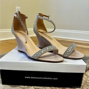 Pave Crystal Metallic Wedges - Women’s Size 10